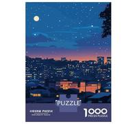 Jigsaw Puzzle for Adults 1000 Pieces, Kigali Rwanda Cityscape at Night Artwork, Family Game Night, Holiday Family Game, Premium Puzzle Pieces, 38x26cm/1000pcs
