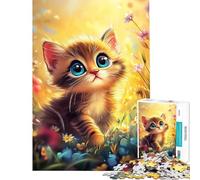 Jigsaw Puzzle for Adults 1000 Pieces Kitten in A Meadow Educational Game Learning Educational Toys Great Gifts And Toys for The Whole Family (Size 50x75cm)