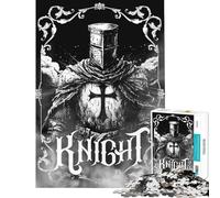 Jigsaw Puzzle for Adults 1000 Pieces Knight Illustration Black White Armageddon Jigsaw for Adults Hands-on Game Precision Cutting Birthday And Unique Gifts (Size 38x52cm)