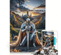 Jigsaw Puzzle for Adults 1000 Pieces Knight Kneeling Before Castle Family Game Interesting Stress Reduction Unique Challenge Game 38x52cm