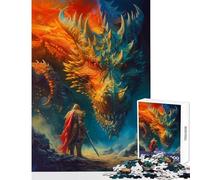 Jigsaw Puzzle for Adults 1000 Pieces Knight Vs Dragon Home Decoration Toys Gift Birthday Fun Games Improving Love between Couples (Size 38x26cm)
