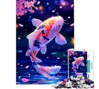 Jigsaw Puzzle for Adults 1000 Pieces Koi Fish And Cherry Blossoms Educational Game Learning Educational Toys Great Gifts And Toys for The Whole Family (Size 38x26cm)