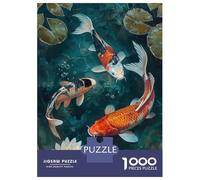 Jigsaw Puzzle for Adults 1000 Pieces Koi Fish Pond Painting Adult Jigsaw Puzzle Relaxing Games Wall Decoration for Is Ideal As A Gift 38x26cm/1000pcs