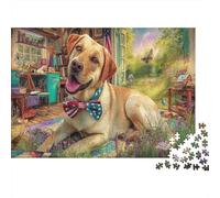 Jigsaw Puzzle for Adults 1000 Pieces Labrador with Bow Tie Impossible Difficult Challenging Men Women, Pet Home Decoration 70x50cm/1000pcs