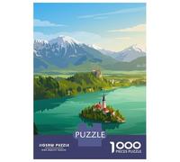 Jigsaw Puzzle for Adults 1000 Pieces, Lake Bled Travel Artwork, Stress Relief Activity, Perfect Pieces, 70x50cm/1000pcs