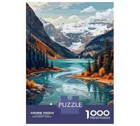 Jigsaw Puzzle for Adults 1000 Pieces, Lake Bow Canada Landscape Art Artwork, Family Puzzle Fun, Christmas Puzzle Collection, Premium Puzzle Pieces, 38x26cm/1000pcs