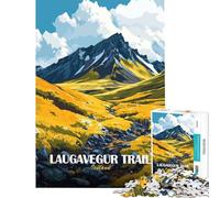 Jigsaw Puzzle for Adults 1000 Pieces Laugavegur Trail Iceland Landscape Art Relax Games for Educational Game Challenge Toy Birthday Gifts Wall Decoration (size 38x26cm)