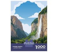 Jigsaw Puzzle for Adults 1000 Pieces, Lauterbrunnen Switzerland Travel Artwork, Mindfulness Activity, Winter Indoor Entertainment, Premium Puzzle Pieces, 38x26cm/1000pcs