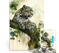 Jigsaw Puzzle for Adults 1000 Pieces Leopard On A Tree Branch Spielspielzeug Jedes Stück ist einzigartig Anspruchsvolles Familienspiel38x26cm
