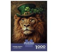 Jigsaw Puzzle for Adults 1000 Pieces Lion in Green Hat-1 Jigsaws for Adults Toy Wall Decor Improve Memory for Is Ideal As A Gift 70x50cm/1000pcs