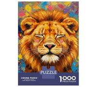 Jigsaw Puzzle for Adults 1000 Pieces Lion Portrait with Colorful Background Adult Jigsaw Puzzle Relaxing Games Wall Decoration for Is Ideal As A Gift 52x38cm/1000pcs