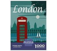 Jigsaw Puzzle for Adults 1000 Pieces, London Telephone Booth Illustration Artwork, Creative Leisure Activity, Seasonal Gift Choice, Durable Puzzle Pieces, 38x26cm/1000pcs