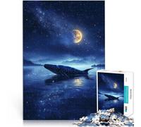 Jigsaw Puzzle for Adults 1000 Pieces Lonely Whale In Moonlight Made of cardboard for and 14 years and over Family Games deal as gifts for the whole family 。size：38x52cm/14.96x20.47inch