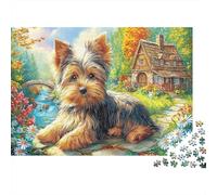 Jigsaw Puzzle for Adults 1000 Pieces Lying Yorkie Puppy, Educational Games Home Decoration Pet Great Gift Adult 38x26cm/1000pcs