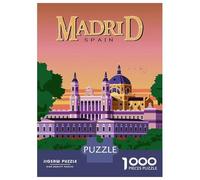 Jigsaw Puzzle for Adults 1000 Pieces, Madrid, Spain Travel Artwork, Stress Relief Activity, Perfect Pieces, 52x38cm/1000pcs