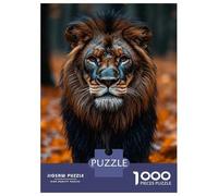 Jigsaw Puzzle for Adults 1000 Pieces, Majestic Lion Portrait in Autumnal Setting Artwork, Indoor Entertainment, Winter Indoor Entertainment, Durable Puzzle Pieces, 38x26cm/1000pcs