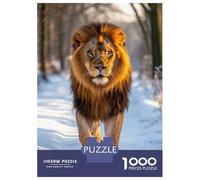 Jigsaw Puzzle for Adults 1000 Pieces Majestic Lion Walking in Winter Forest Teenager Puzzles Fun Games Staycation Kill Time for Is Ideal As A Gift 52x38cm/1000pcs