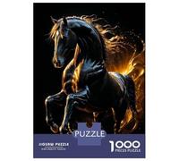 Jigsaw Puzzle for Adults 1000 Pieces Majestic Star Black Horse with Golden Light Jigsaw Puzzle Relax Games Precision Cutting Parent-child Interaction 52x38cm/1000pcs