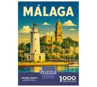 Jigsaw Puzzle for Adults 1000 Pieces, Málaga Travel Artwork, Relaxing Puzzle Experience, Seasonal Gift Choice, Premium Thick Cardboard, 38x26cm/1000pcs