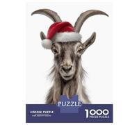 Jigsaw Puzzle for Adults 1000 Pieces Markhor Goat Wearing Santa Hat Jigsaws for Adults Toy Wall Decor Improve Memory for Is Ideal As A Gift 70x50cm/1000pcs