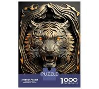 Jigsaw Puzzle for Adults 1000 Pieces Metal Tiger Golden Deco Jigsaw Puzzle Brain Teaser Game For Family Fun Parent-child Interaction 70x50cm/1000pcs