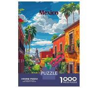 Jigsaw Puzzle for Adults 1000 Pieces, Mexico City Street Scene Artwork, Mindfulness Activity, Christmas Puzzle Collection, Precision Cut Pieces, 52x38cm/1000pcs