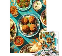 Jigsaw Puzzle for Adults 1000 Pieces Middle Eastern Feast Still Life Relax Games for Educational Game Challenge Toy Birthday Gifts Wall Decoration (size 38x52cm)
