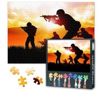 Jigsaw Puzzle for Adults 1000 Pieces Military Art Sniper Silhouette Army Troops Wall Decor American Soldiers Painting Modern Home Office Man Cave 27.5x19.7 Inch