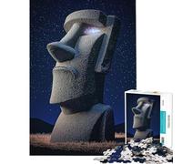 Jigsaw Puzzle for Adults 1000 Pieces Moai Statue with Galaxies in Its Eyes Teenager Puzzles Relax Games Presents for Women Birthday And Unique Gifts (Size 50x75cm)