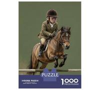 Jigsaw Puzzle for Adults 1000 Pieces, Monkey Rider Jumps Horse Artwork, Creative Leisure Activity, Festive Season Fun, Pieces, 70x50cm/1000pcs
