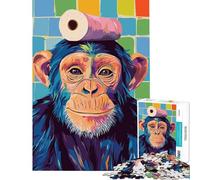 Jigsaw Puzzle for Adults 1000 Pieces Monkey with Toilet Paper Roll Fun at Home Activities, Improve Memory Anti-Stress Toys for And from 14 Years And over (50x75cm)