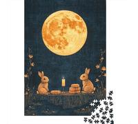 Jigsaw Puzzle for Adults 1000 Pieces Moonlit Rabbit Feast Adult Jigsaw Puzzle Relaxing Games Wall Decoration for Is Ideal As A Gift 38x26cm/1000pcs