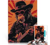 Jigsaw Puzzle for Adults 1000 Pieces Mr Monkey Blues Night Made of cardboard,for ages 14 and over Puzzle game Gifts Ideas。size:38x52cm/14.96x20.47inch