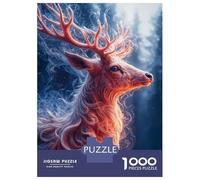 Jigsaw Puzzle for Adults 1000 Pieces Mystical Deer Portrait in Winter Forest Puzzle for Adults Family Game Improve Memory Parent-child Interaction 38x26cm/1000pcs