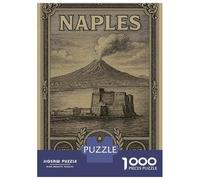 Jigsaw Puzzle for Adults 1000 Pieces, Naples, Italy Vintage Style Travel Poster Artwork, Premium Puzzle Challenge, Holiday Family Game, Premium Thick Cardboard, 52x38cm/1000pcs
