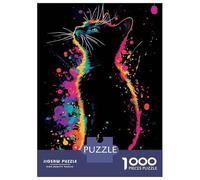 Jigsaw Puzzle for Adults 1000 Pieces Neon Cat Splash Art Puzzles for Adults Relax Games Pattern Assembly for Is Ideal As A Gift 70x50cm/1000pcs