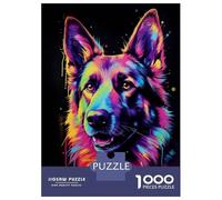 Jigsaw Puzzle for Adults 1000 Pieces Neon German Shepherd Teenager Puzzles Fun Games Staycation Kill Time for Is Ideal As A Gift 70x50cm/1000pcs
