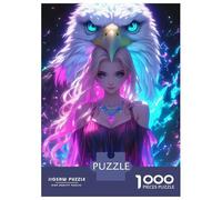 Jigsaw Puzzle for Adults 1000 Pieces Neon Girl with Bald Eagle Teenager Puzzles Fun Games Staycation Kill Time for Is Ideal As A Gift 52x38cm/1000pcs