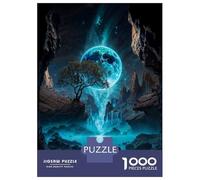 Jigsaw Puzzle for Adults 1000 Pieces Neon Moon Waterfall Oasis Jigsaw Puzzle Brain Teaser Game Stress Reliever Birthday And Unique Gifts 70x50cm/1000pcs