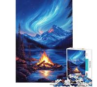 Jigsaw Puzzle for Adults 1000 Pieces Nightfire Under The Northern Lights Educational Challenge Hand Speed Race DIY Toys for And 14 Years And over (50x75cm)