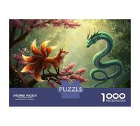 Jigsaw Puzzle for Adults 1000 Pieces Nine-Tailed Fox Dragon Encounter Teenager Puzzles Fun Games Staycation Kill Time for Is Ideal As A Gift 38x26cm/1000pcs