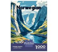 Jigsaw Puzzle for Adults 1000 Pieces, Norwegian Landscape Illustration Artwork, Relaxing Puzzle Experience, Seasonal Gift Choice, Premium Thick Cardboard, 38x26cm/1000pcs