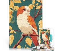 Jigsaw Puzzle for Adults 1000 Pieces Orange and White Bird on Branch Quizspiel Wunschliste mit dem Weihnachtsmann52x38cm