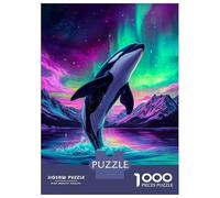 Jigsaw Puzzle for Adults 1000 Pieces Orca Under Aurora Borealis Puzzles for Adults Relax Games Pattern Assembly for Is Ideal As A Gift 52x38cm/1000pcs