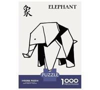 Jigsaw Puzzle for Adults 1000 Pieces, Origami Elephant Japanese Wall Art Artwork, Mindfulness Activity, Idea, Durable Puzzle Pieces, 38x26cm/1000pcs