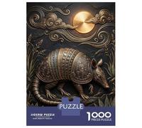 Jigsaw Puzzle for Adults 1000 Pieces Ornate Armadillo with Golden Sun And Clouds Jigsaw Puzzle Relaxing Games Wall Decoration Difficult And Challenge 52x38cm/1000pcs