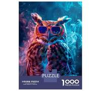 Jigsaw Puzzle for Adults 1000 Pieces Owl In Colorful Paint Jigsaw Puzzle Brain Teaser Game Stress Reliever Birthday And Unique Gifts 52x38cm/1000pcs