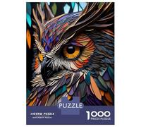 Jigsaw Puzzle for Adults 1000 Pieces, Owls Vision Stained Glass Artwork, Relaxing Puzzle Experience, Winter Indoor Entertainment, Pieces, 52x38cm/1000pcs