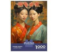 Jigsaw Puzzle for Adults 1000 Pieces Painted Asian Twins Teenager Puzzles Fun Games Staycation Kill Time for Is Ideal As A Gift 52x38cm/1000pcs