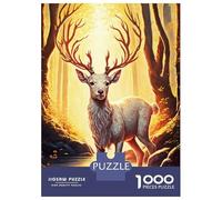 Jigsaw Puzzle for Adults 1000 Pieces Painting A Deer Animal Jigsaw Puzzle Relax Games Precision Cutting Parent-child Interaction 38x26cm/1000pcs